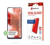 Cristal blindado DISPLEX 2D/ Transparente (10H) para Samsung Galaxy A33 5G Marco de montaje ecológico, cristal templado, película protectora resistente a arañazos, compatible con fundas