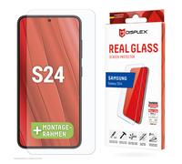 Cristal blindado DISPLEX 2D/ Transparente (10H) para Samsung Galaxy S24 Marco de montaje ecológico, cristal templado, película protectora resistente a arañazos, compatible con fundas
