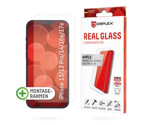 Cristal blindado DISPLEX 2D/ Transparente para iPhone 13/13 Pro/14/16e/17e 13/13 Pro/14/16e Marco de montaje ecológico, cristal templado, película protectora resistente a arañazos, compatible con fund