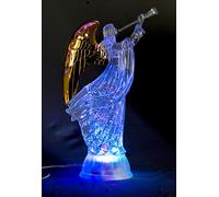 Cristal C EléctricoLed Iluminacion Estatua Brillantes Brillantes Brillantes Colores Cambiantes 30 cm Oración Ángel Trompeta Estatuas Decoración del Hogar Ángeles Alas Estatuas de Navidad Adornos