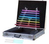 Cristal cantando pirámide, Arpa de cristal multicolor de 8 notas con estuche de aluminio y 2 baquetas(Colored 432hz)