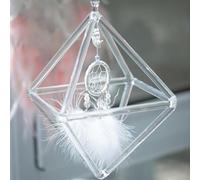 Cristal cantando pirámide, Pirámide Merkaba de cristal de cuarzo de 18 cm con 2 picaportes for meditación y yoga.