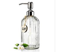 Cristal Claro Claro dispensador de jabón Jabonera Dispensador con Bomba de Acero Inoxidable, dispensador de jabón de la Mano de los aceites Esenciales, lociones, jabones líquidos Dispenser
