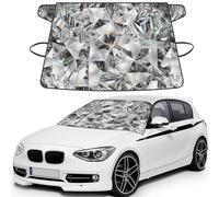 Cristal con Textura de Diamante Estilo Cristal,Funda Protectora para Parabrisas de Coche, Resistente a la Nieve, Hielo, Sol, Rayos UV, Polvo y Agua. Apta para la mayoría de los Coches.