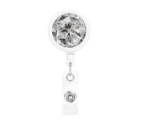 Cristal con textura de diamante estilo cristal,Portatarjetas retráctil, portatarjetas enrollable con clip para identificación y pinza de cocodrilo.
