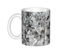Cristal con textura de diamante estilo cristal,Taza de cerámica grande para café, ideal para cocina, restaurante, oficina o cafetería, 330 ml.