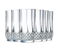 Cristal D'Arques Paris - 6 vasos altos, de 36 cl, de Kwarx, colección Longchamp - Brillo, transparencia y alta resistencia - Molduras icónicas - Fabricación realizada en Francia