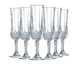 Cristal d'Arques Paris - Colección Longchamp - 6 flautas de champán 14 e Kwarx - Brillo, transparencia y alta resistencia - Molduras icónicas - Fabricado en Francia