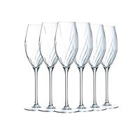 Cristal d'Arques Paris - Colección Swirly - 6 flautas de champán 24cl - Made in France - Embalaje resistente