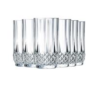 Cristal D'Arques Paris - Juego de 6 vasos altos de 28 cl de Kwarx, brillante, transparente y alta resistencia, molduras icónicas, fabricados en Francia