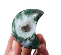 Cristal de ágata de musgo natural Luna en forma de corazón Piedras preciosas Talla de cristal Artesanía Piedra de palma Caída Piedra de chakra pulida Piedra de preocupación DIY