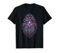 Cristal de Amatista encantada con Rosas y Magia Floral Oscura Camiseta