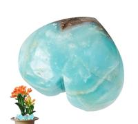 Cristal de amazonita | Piedras de amor de energía positiva | Corazón de amazonita natural para decoración del hogar, elegante decoración del hogar pulida para estante, meditación