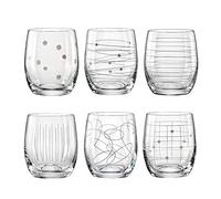 Cristal De Bohemia Vasos - Elements - De 6 Unidades - Con Diferentes Adornos, Wasserglas 6 X 300 Ml