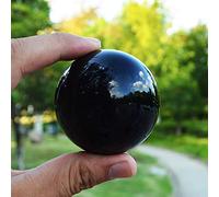Cristal de cuarzo Bola de piedra de obsidiana negra Cristales naturales Bolas esféricas 6 CM + Stand-Black Ball_6 CM