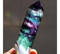 Cristal de cuarzo hexagonal natural, de Ularma, fluorita de curación, piedra preciosa de color verde o púrpura 7.5-8cm Colorful