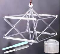 Cristal de cuarzo transparente que canta Mokaba Merkaba cristal de cuarzo pirámide de chakra ópticamente para curación, meditación con sonido, regalo para oración (5 pulgadas + bolsa)