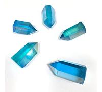 Cristal de curación Varita de cristal de cuarzo Aura, punto de la varita de Aqua Aura, Punto de cristal Aura, Punto de cristal curativo (Color : Blue sandstone, Size : 60-80mm)