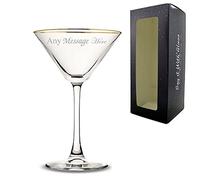 Cristal de enoteca Martini, Copas de Coctel con borde dorado grabado personalizable, en caja de regalo, personalizable con cualquier mensaje