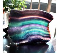 Cristal de fluorita Natural, fluorita a rayas coloridas, joyería de cuarzo arcoíris, adornos de piedra, cristal Original for regalos Inicio Colecciones (Color : 500-600g)