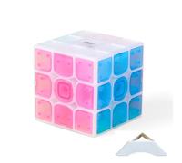Cristal de hielo transparente multicolor 3x3x3 rompecabezas mágicos girar cubos, juego de rompecabezas a juego de color, 3x3 cerebro teaser girando juguetes