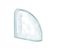 Cristal de ladrillo con terminal curvo ondulado, transparente, Pure Neutro Ter. Curvo, 19 x 19 x 8 cm, 2 unidades