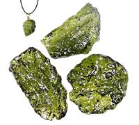 Cristal de moldavita real, 3 piezas de cristal de moldavita de 1 a 3 g, meteorito checo verde, colgante de piedra irregular artificial para suministros de fabricación de joyas, estilo de piedra al