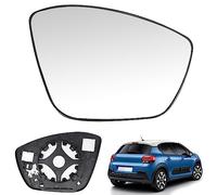 Cristal De Retrovisor Calefactable Derecha Compatible con Citroen C3 MK3 2016-2021 Peugeot 208/308/2008 2013-2019 Espejo Retrovisor