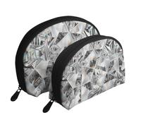 Cristal Estilo Textura de Diamante, Bolsa de Maquillaje de Concha, Monedero pequeño para Mujer, Bolsa de artículos de tocador, Bolsa de cosméticos, 2 Piezas