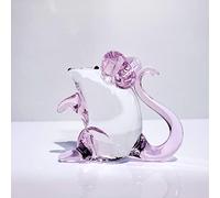 Cristal Hecho a Mano estatuilla de Esmalte de Color Rosa ratón pisapapeles de Cristal soplado Hecho a Mano Regalo para Adorno de Mesa de cumpleaños