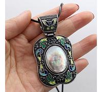 Cristal Lapislázuli Turquesas Pendentif Colliers pour Femmes Hommes-Coquille noire