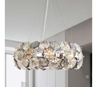 Cristal, Luces in Oro Moderno Colgante Redondo, Cristales hexagonales Que rodean la lámpara Techo Metal Cromado, lámparas araña para Comedor, Dormitorio, Sala de Estar (20 Pulgadas)