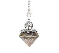 CRISTAL NATURAL CRISTAL ORGONITE Orgone Hexagonal Pirámide Hexagonal Árbol de la vida Colgante Péndulo Cadena de péndulo para la joyería de amuleto de energía-Piedra de ojo de tigre