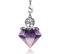 CRISTAL NATURAL CRISTAL ORGONITE Orgone Hexagonal Pirámide Hexagonal Árbol de la vida Colgante Péndulo Cadena de péndulo para la joyería de amuleto de energía-Amatista