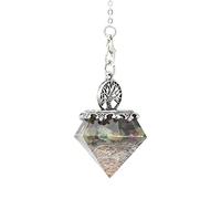 CRISTAL NATURAL CRISTAL ORGONITE Orgone Hexagonal Pirámide Hexagonal Árbol de la vida Colgante Péndulo Cadena de péndulo para la joyería de amuleto de energía-Turmalina