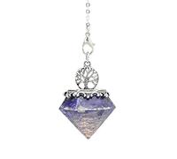 CRISTAL NATURAL CRISTAL ORGONITE Orgone Hexagonal Pirámide Hexagonal Árbol de la vida Colgante Péndulo Cadena de péndulo para la joyería de amuleto de energía-Lapislázuli