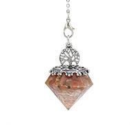 CRISTAL NATURAL CRISTAL ORGONITE Orgone Hexagonal Pirámide Hexagonal Árbol de la vida Colgante Péndulo Cadena de péndulo para la joyería de amuleto de energía-Carambón