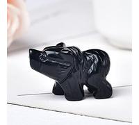 Cristal Natural Cuarzo Rosa Amatista Oso Animales Piedra Curativa Decoración Del Hogar Artesanía Adornos Figurita Regalo,Obsidiana,1 PC