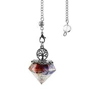 Cristal natural Dowsing Péndulo Reiki Healing Crystal Gemstones Points Orgone Pendulums-7 chakra_PORCELANA
