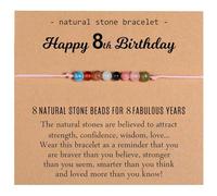 Cristal Natural Milestone Birthday Bracelet Gift, Happy Birthday Adjustable Bracelet, 7th-21st Birthday Gifts for Girls, Birthday Bracelet 25th 30th 40th 50th Birthday Gifts for Women (8th)