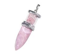 Cristal Natural piedra de cuarzo amatistas Reiki Árbol de la vida hexágono corazón Chakra piedra colgante alambre envuelto joyería,Cuarzo rosa 1