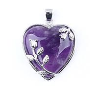 Cristal Natural piedra de cuarzo amatistas Reiki Árbol de la vida hexágono corazón Chakra piedra colgante alambre envuelto joyería,Amatista 4