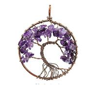 Cristal Natural piedra de cuarzo amatistas Reiki Árbol de la vida hexágono corazón Chakra piedra colgante alambre envuelto joyería,amatista 18