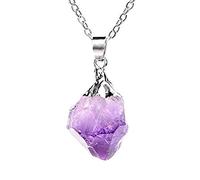 Cristal Natural piedra de cuarzo amatistas Reiki Árbol de la vida hexágono corazón Chakra piedra colgante alambre envuelto joyería,Amatista 15