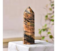 Cristal natural Punto de cristal de cuarzo Piedra a rayas amarillas Reiki Varita curativa Obelisco Adornos de chakra Decoración para el hogar Pirámide de energía-Amarillo striped_60-70mm