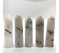 Cristal Natural turmalina Natural pelo negro cuarzo cristal rutilado varita con punta cristales y piedras de Inicio Colecciones (Size : 80-90mm)