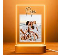 Cristal Plaque - Lámpara Personalizada PAPÁ con Foto y Mensaje | Placa de Metacrilato Vertical con Luz LED | Regalo Cumpleaños y San Valentín | Foto Personalizada para Pareja