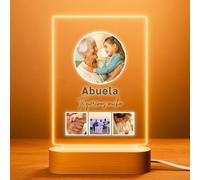 Cristal Plaque Lámparas Personalizadas - Lampara Foto Personalizada para Abuela - Regalo Original y Emotivo para Cumpleaños, Navidad o Día de la Abuela
