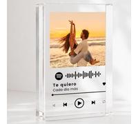 Cristal Plaque - Placa Canción Spotify con Foto Personalizada | Bloque Metacrilato con Foto y Código Escaneable | Regalo Original para Pareja y Aniversario | Decoración Hogar Premium