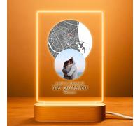 Cristal Plaque Placa Mapa Circulo con foto y texto - Metacrilato Premium y Base de Metacrilato - Regalo Original para tus personas favoritas - Detalles Personalizados y únicos porque se lo merece!